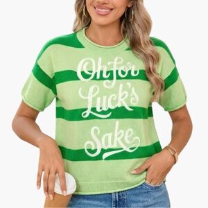 5225. Oh For Lucks Sake Green Sweater